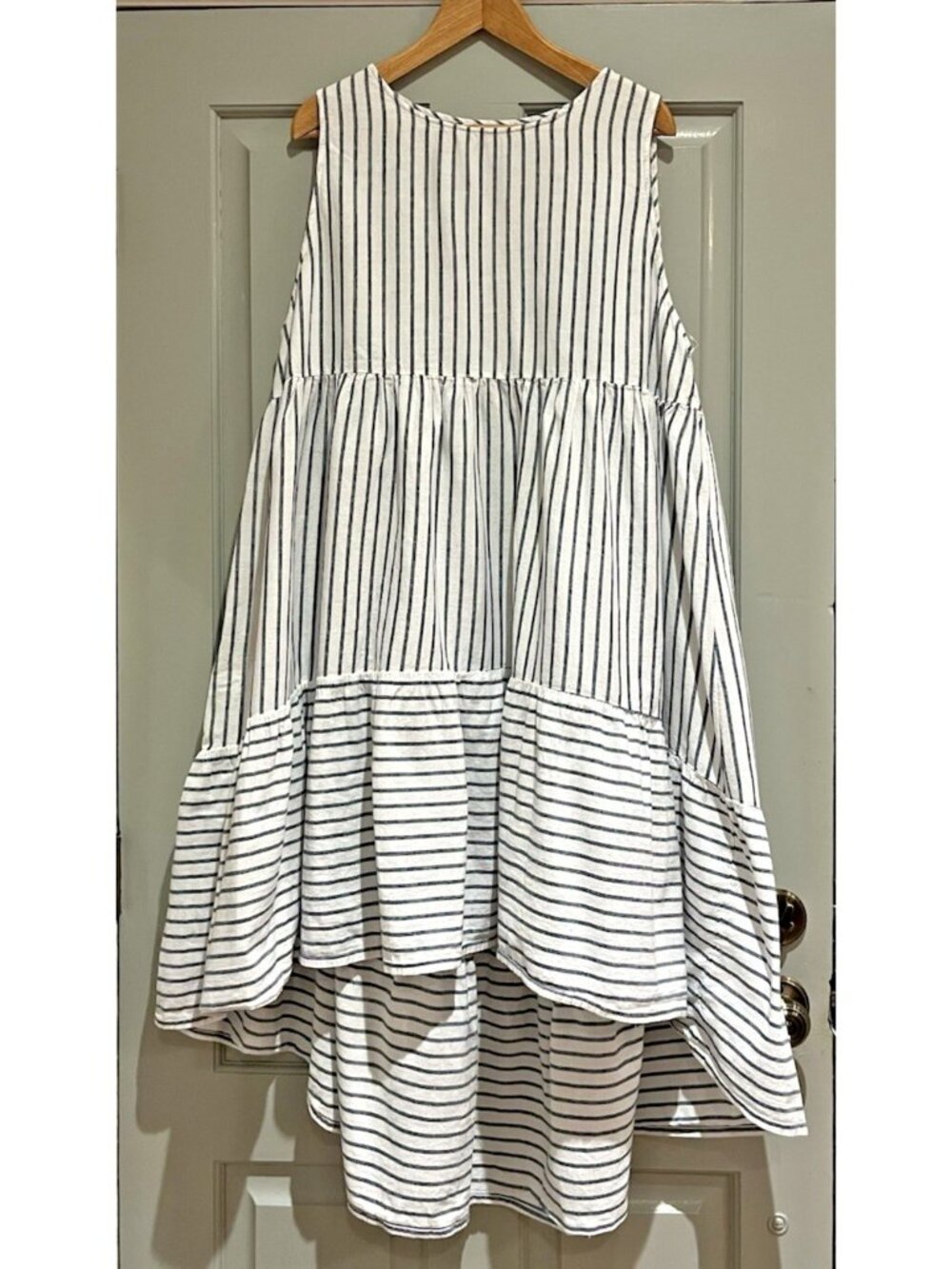 Kaktus Maxi Hi Low Dress Cotton Linen XXL Cottagecore Prairie Nautical Lagenlook